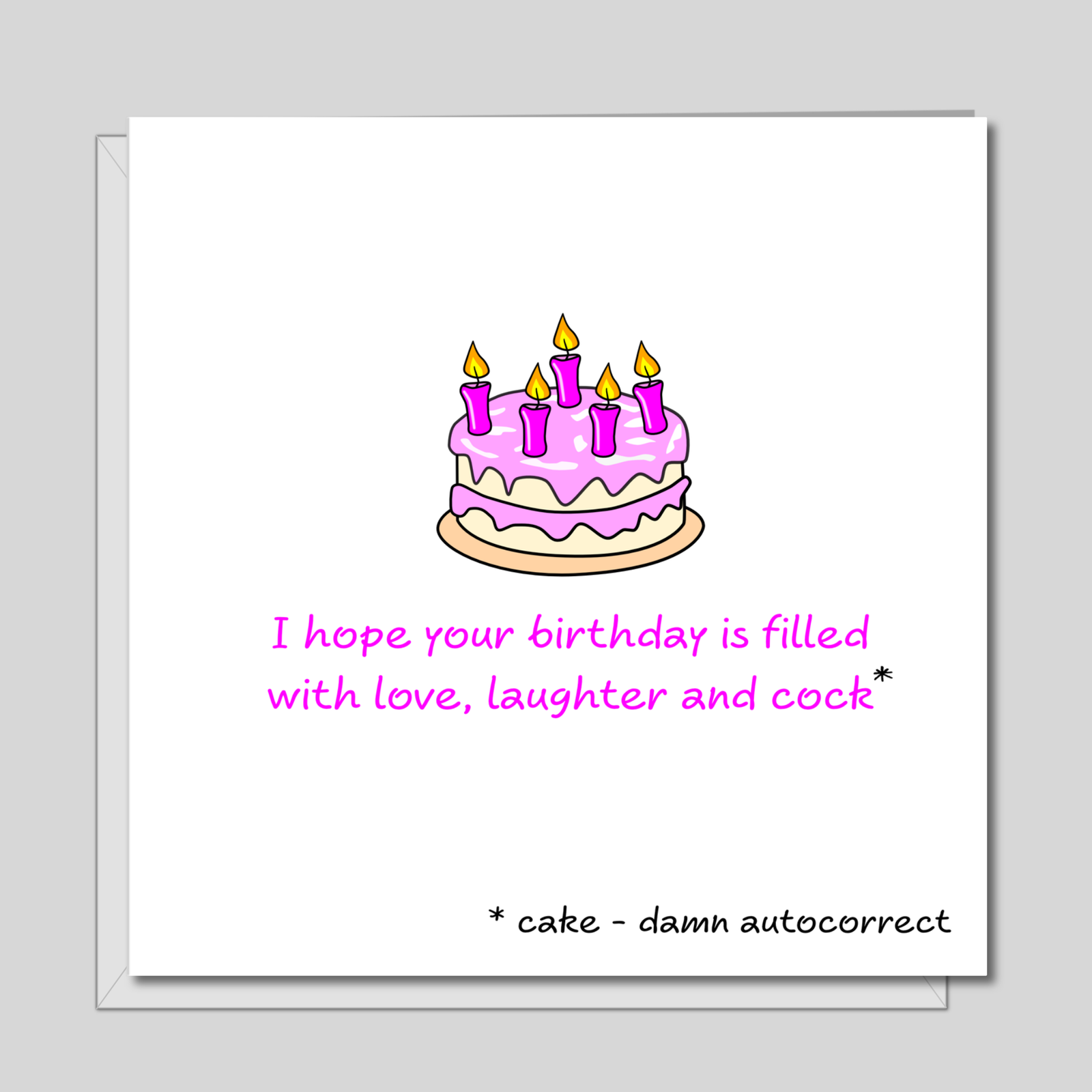 Funny Birthday Cake Card Girl Female Friend Funny Humorous Rude Adult Naughty Risque Pun Quote
