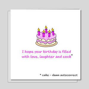 Funny Birthday Cake Card Girl Female Friend Funny Humorous Rude Adult Naughty Risque Pun Quote