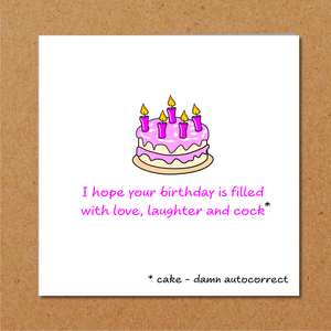 Funny Birthday Cake Card Girl Female Friend Funny Humorous Rude Adult Naughty Risque Pun Quote