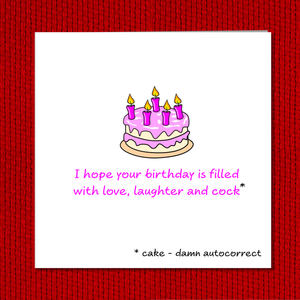 Funny Birthday Cake Card Girl Female Friend Funny Humorous Rude Adult Naughty Risque Pun Quote