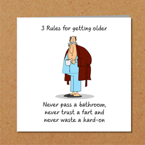 Funny 40th 50th 60th Birthday Card for Dad, boyfriend, husband or any male friend -  Funny, humorous, fun card - Rude naughty adult