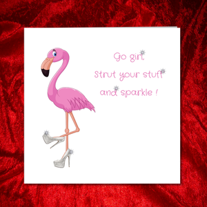 pink flamingo birthday card