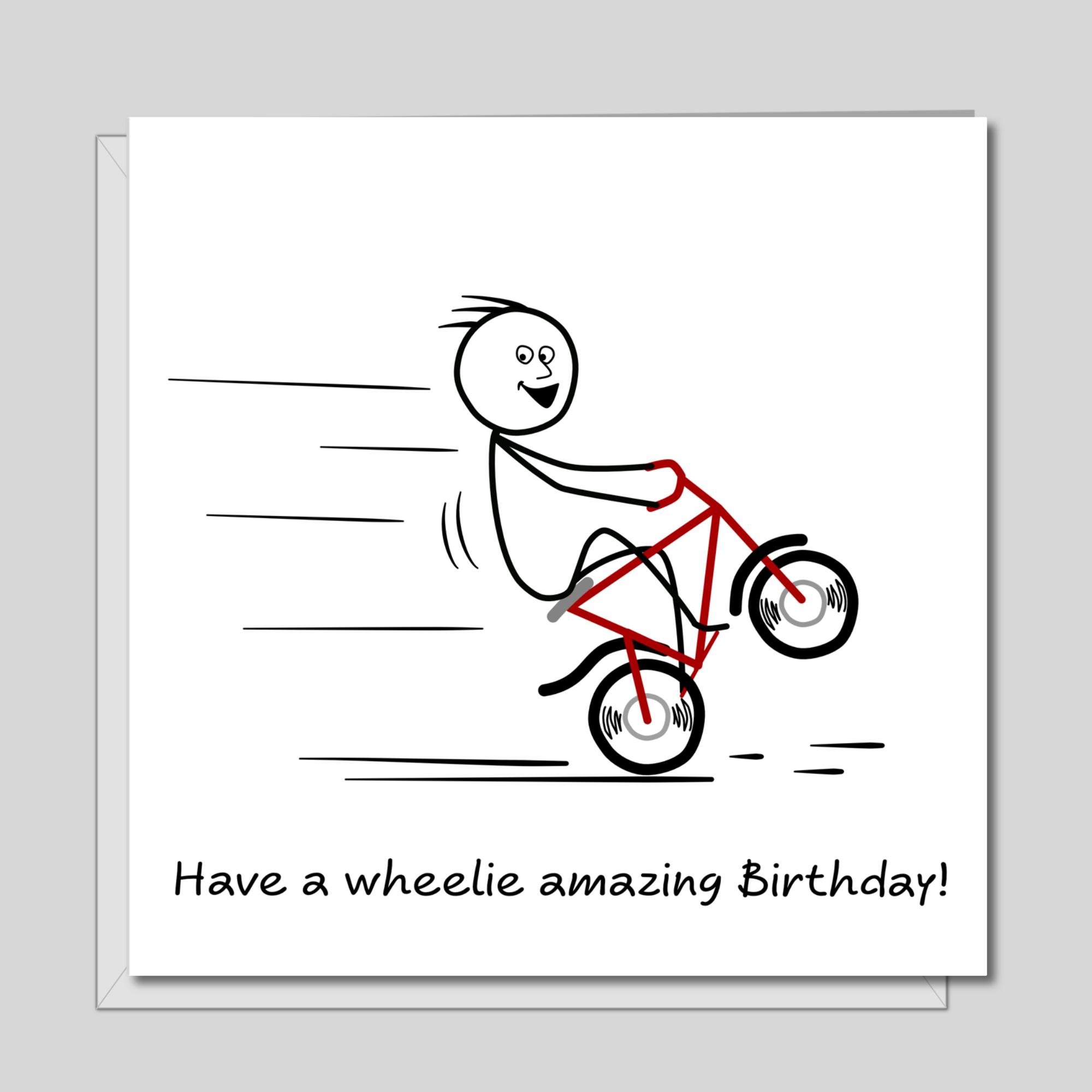 Fantastic Birthday Card for friend, son, family, student, teenager, teen - Funny, Humorous, Cartoon bike wheelie - bicycle 10 11 12 13 14