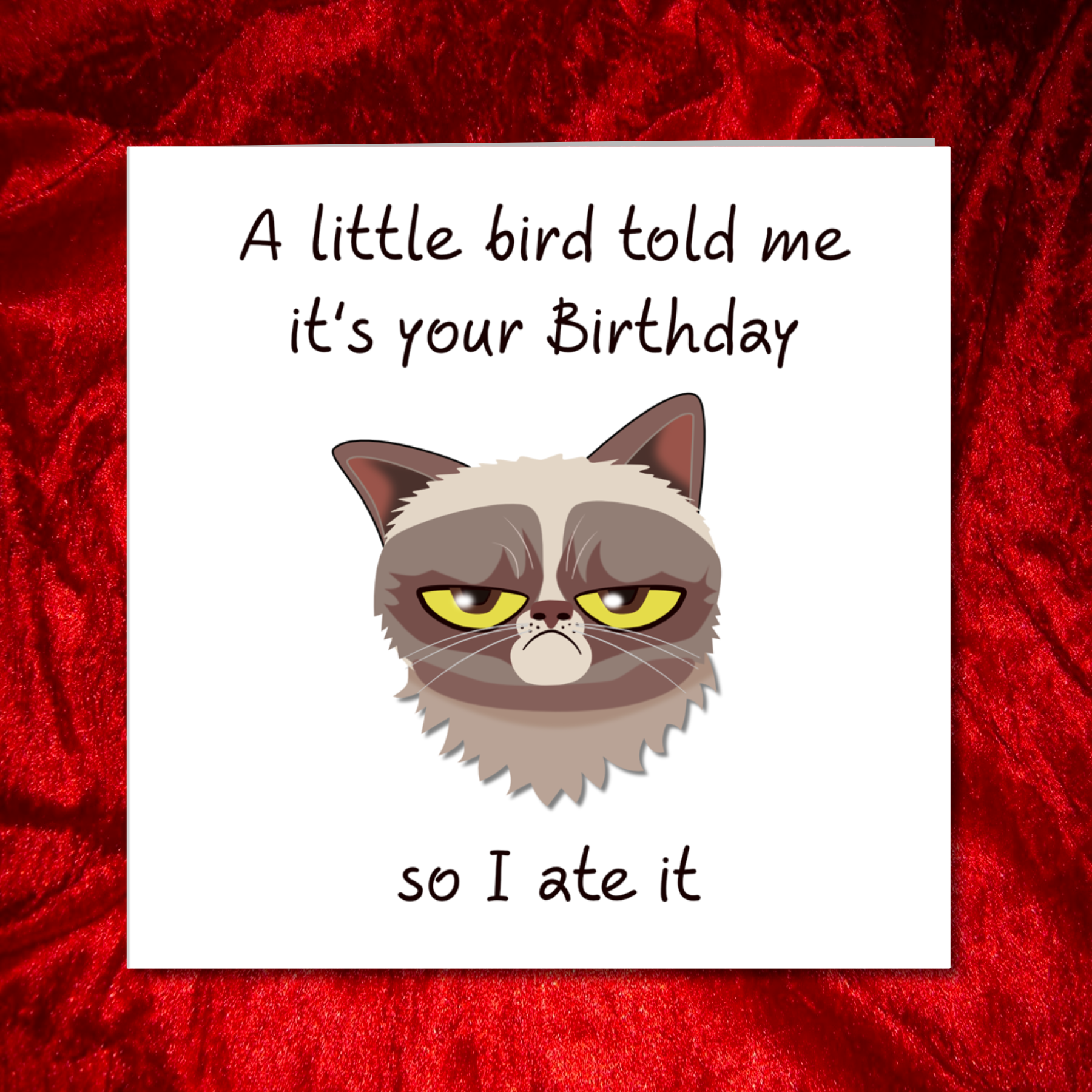 Grumpy Cat Birthday Card for anyone who loves cats - Funny, humorous, -  Swizzoo, image size:1800x1800
