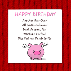 flying pig birthday card