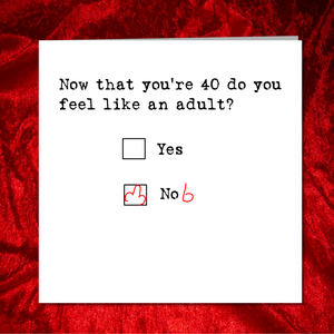 Funny 40th Birthday Card - Congratulations 40 Happy Birthday - Amusing Humorous Rude Cheeky - fortieth forty