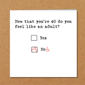 Funny 40th Birthday Card - Congratulations 40 Happy Birthday - Amusing Humorous Rude Cheeky - fortieth forty