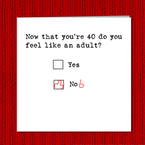 Funny 40th Birthday Card - Congratulations 40 Happy Birthday - Amusing Humorous Rude Cheeky - fortieth forty