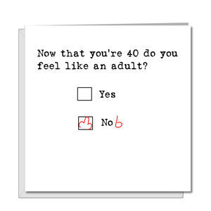 Funny 40th Birthday Card - Congratulations 40 Happy Birthday - Amusing Humorous Rude Cheeky - fortieth forty