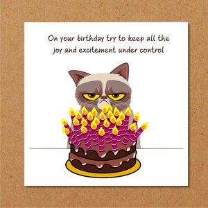 Grumpy Cat Birthday Card - Funny, humorous, fun - grouchy bad-tempered - husband dad grandad grandpa - humour