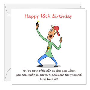 Funny 18th Birthday card for Son, Brother, Nephew, Grandson, Godson, Boyfriend or any Male Friend Funny18th Birthday Card Male Son Boy Teenager Humorous Eighteen Rude Cheeky Fun