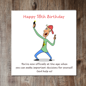 Funny 18th Birthday card for Son, Brother, Nephew, Grandson, Godson, Boyfriend or any Male Friend Funny18th Birthday Card Male Son Boy Teenager Humorous Eighteen Rude Cheeky Fun