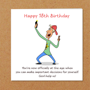Funny 18th Birthday card for Son, Brother, Nephew, Grandson, Godson, Boyfriend or any Male Friend Funny18th Birthday Card Male Son Boy Teenager Humorous Eighteen Rude Cheeky Fun