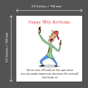 Funny 18th Birthday card for Son, Brother, Nephew, Grandson, Godson, Boyfriend or any Male Friend Funny18th Birthday Card Male Son Boy Teenager Humorous Eighteen Rude Cheeky Fun