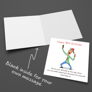 Funny 18th Birthday card for Son, Brother, Nephew, Grandson, Godson, Boyfriend or any Male Friend Funny18th Birthday Card Male Son Boy Teenager Humorous Eighteen Rude Cheeky Fun
