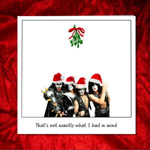 Kiss under the Mistletoe! Funny Christmas Card for Gene Simmons fans - kiss rock band - Xmas Card