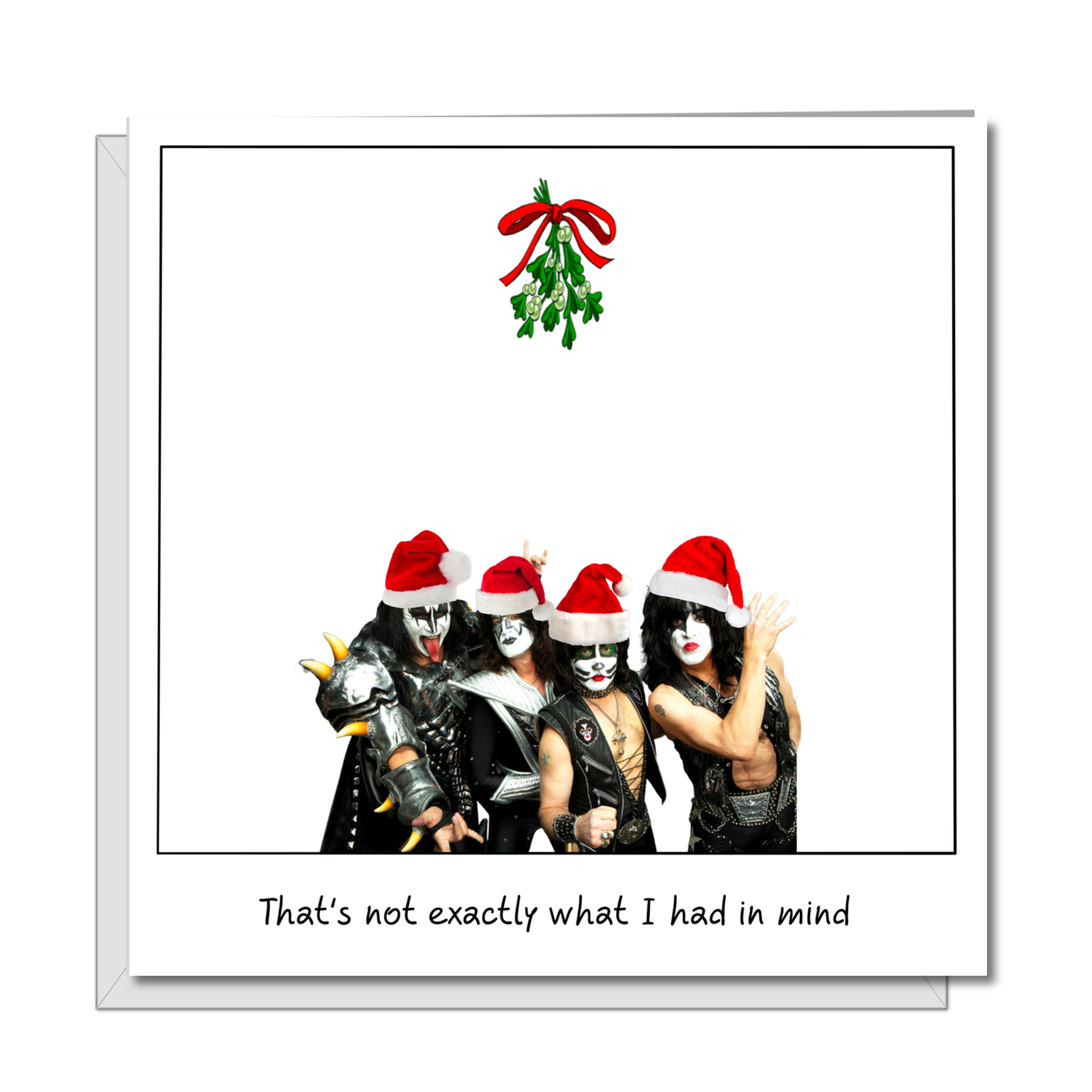 Kiss under the Mistletoe! Funny Christmas Card for Gene Simmons fans - kiss rock band - Xmas Card