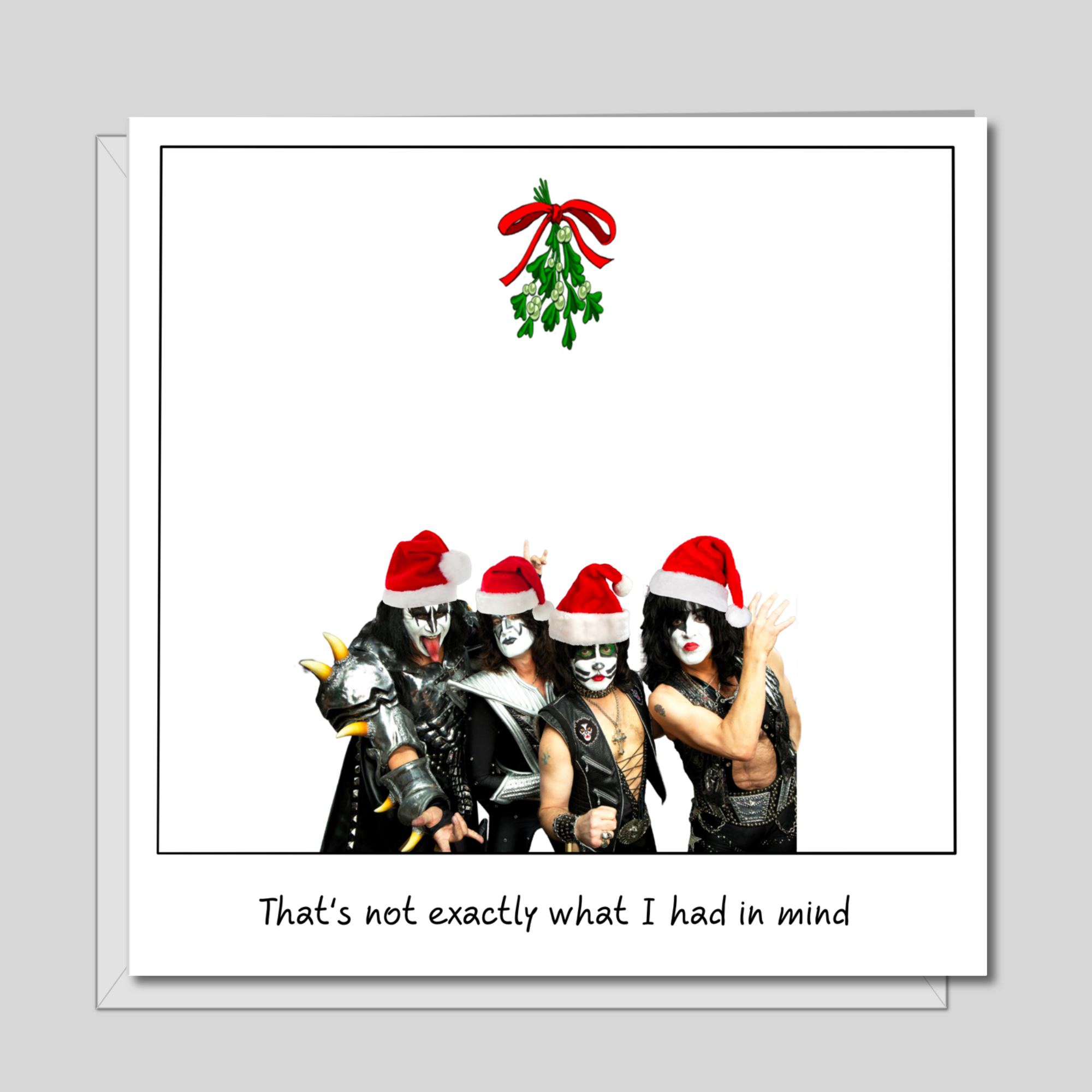 Kiss under the Mistletoe! Funny Christmas Card for Gene Simmons fans - kiss rock band - Xmas Card