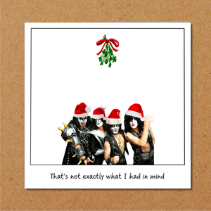 Kiss under the Mistletoe! Funny Christmas Card for Gene Simmons fans - kiss rock band - Xmas Card
