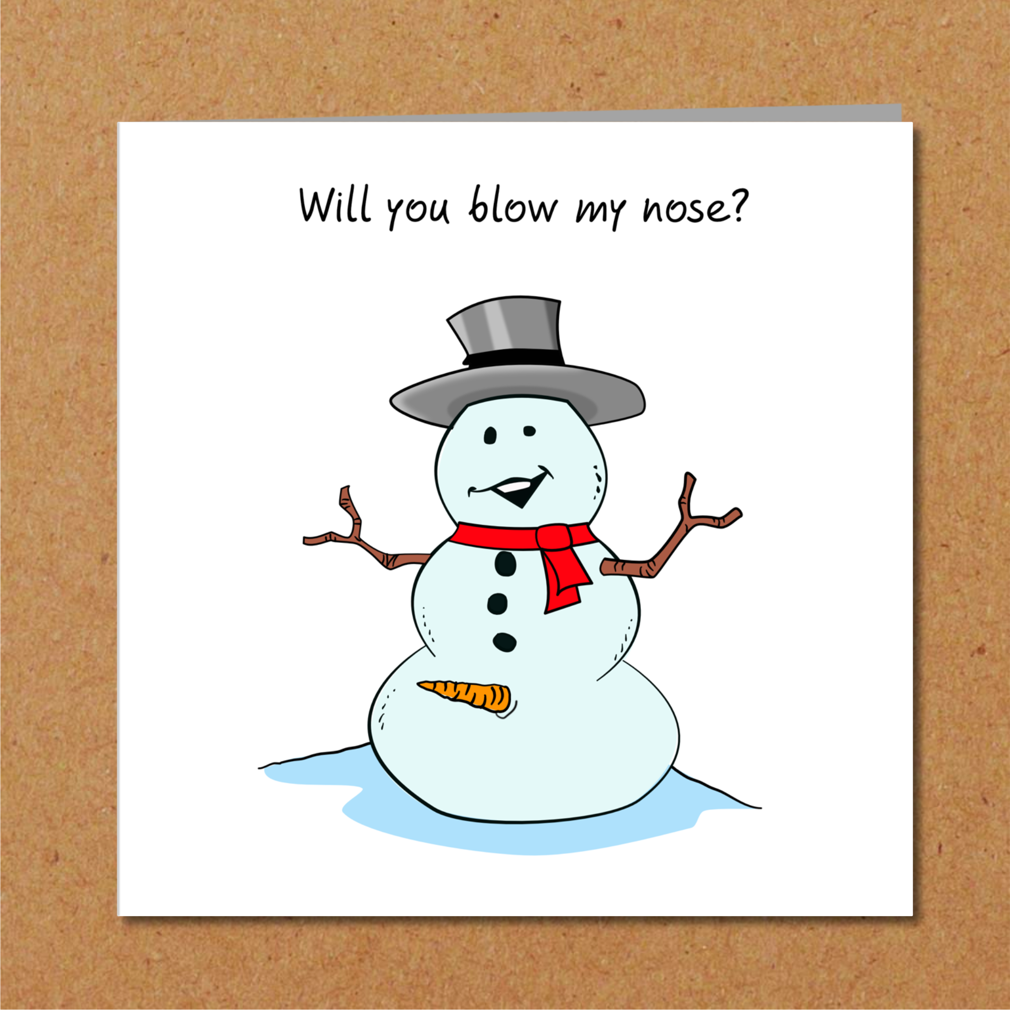 Naughty Christmas Card for girlfriend or wife - sexy, adult and rude Snowman - humorous amusing