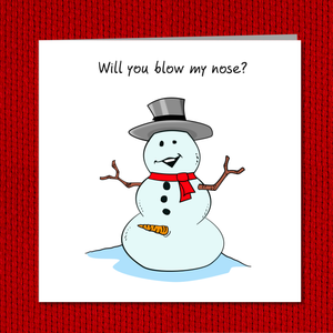 Naughty Christmas Card for girlfriend or wife - sexy, adult and rude Snowman - humorous amusing