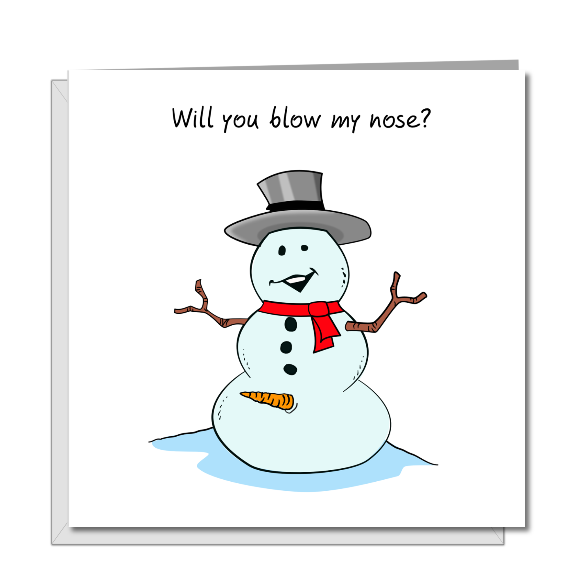 Naughty Christmas Card for girlfriend or wife - sexy, adult and rude Snowman - humorous amusing