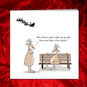 Rude Christmas Card for family or friends - sexy, adult and naughty reindeer - humorous amusing