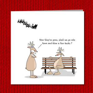 Rude Christmas Card for family or friends - sexy, adult and naughty reindeer - humorous amusing
