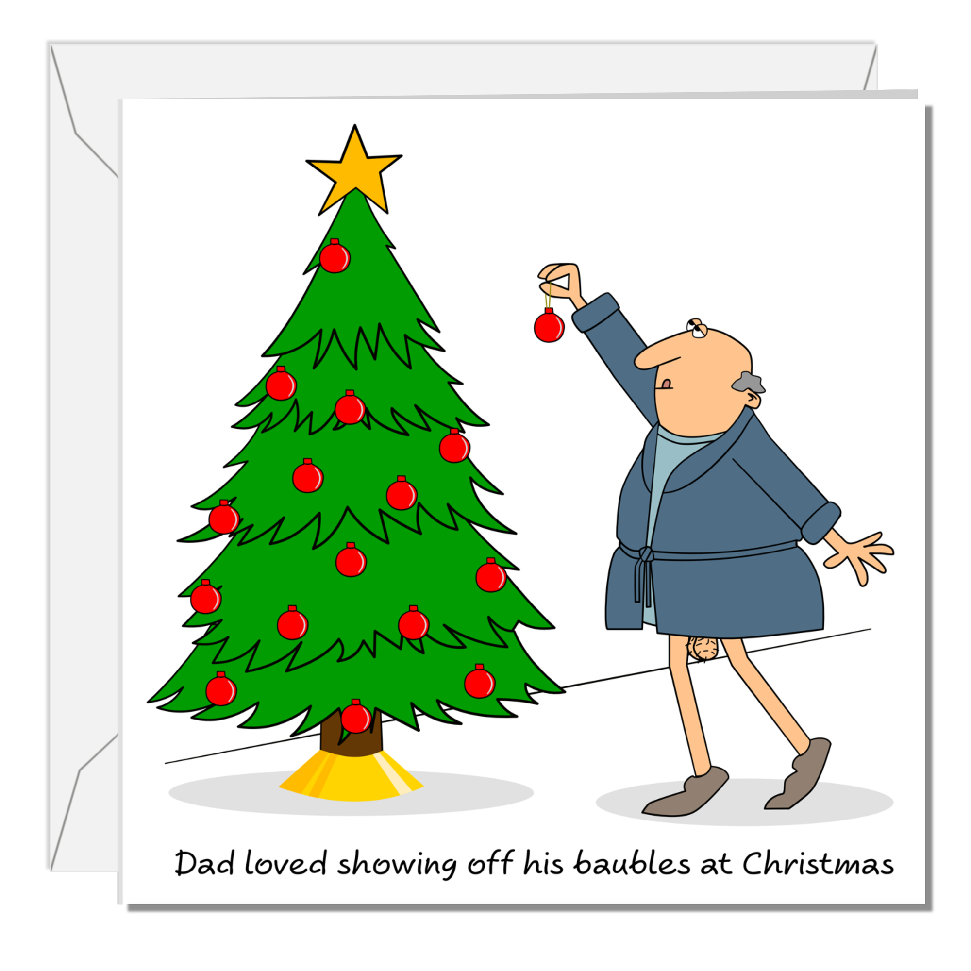 Funny Christmas Card for Dad Mum Husband Wife Brother Sister Son Daughter Parents Special Friends - Rude Adult Cheeky Humorous - Baubles Laugh
