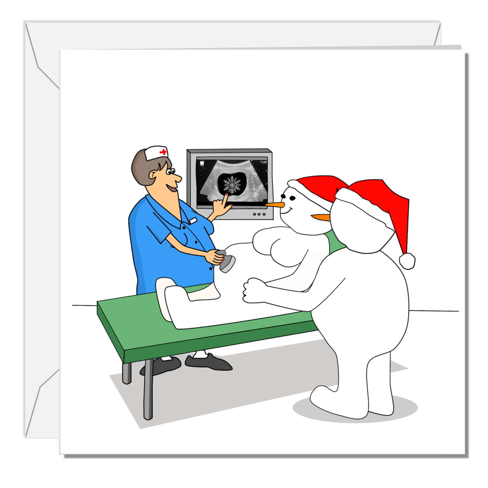 New Baby Christmas Card - Couple Expectant Father Pregnant Wife Dad Mum Snowman Shower Congratulations Swizzoo