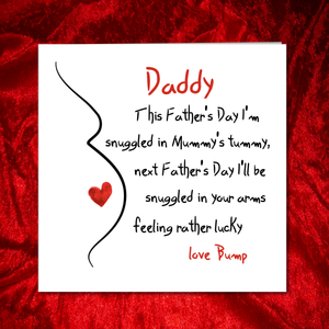 Father's Day Card for new Dad/ partner from bump / unborn baby from Mom Mum Mummy hand drawn happy daddy papa