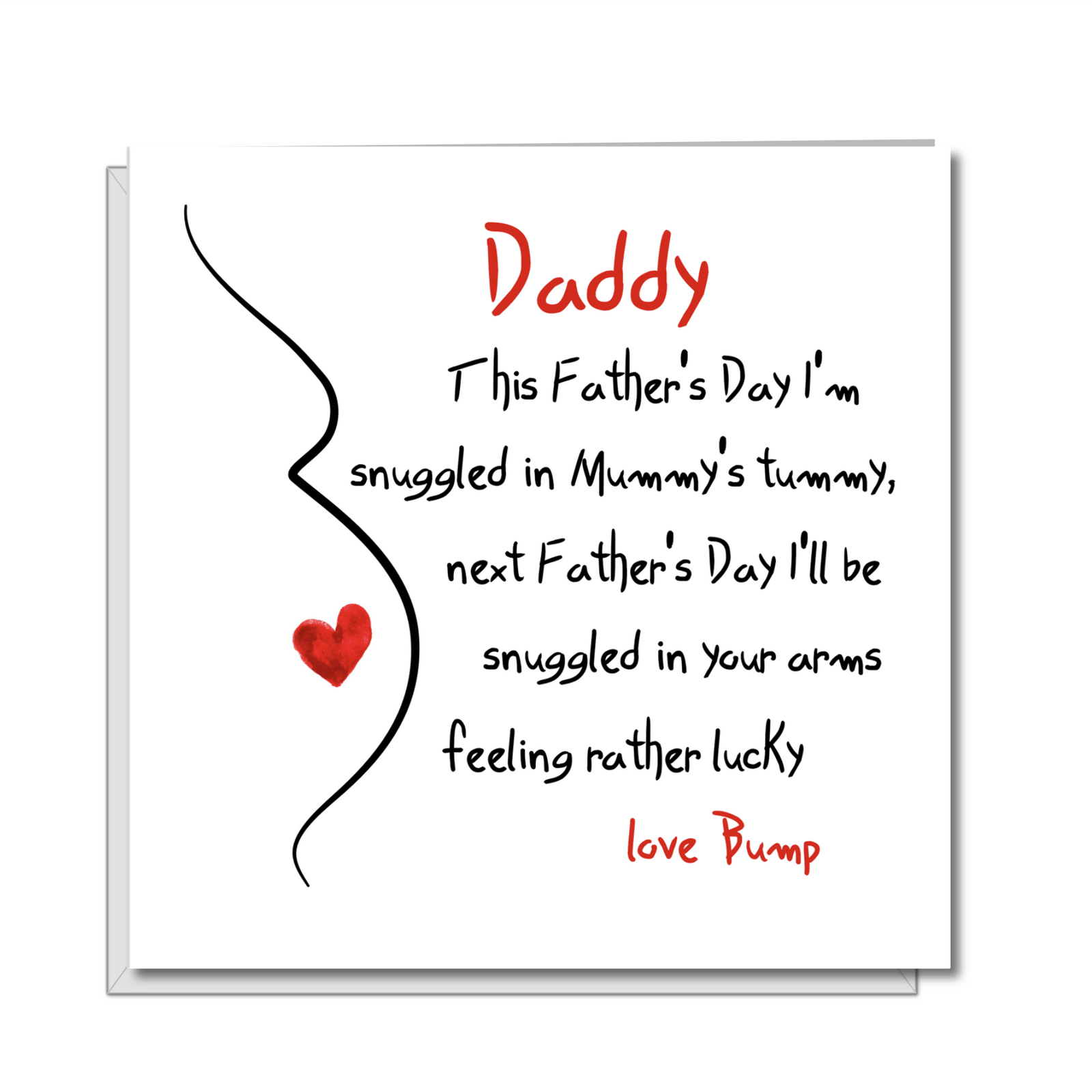 Father's Day Card for new Dad/ partner from bump / unborn baby from Mom Mum Mummy hand drawn happy daddy papa
