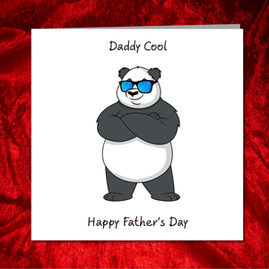 Daddy Cool Father's Day Card - panda with shades - funny humorous amusing cartoon - for best dad - humour