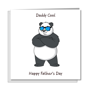 Daddy Cool Father's Day Card - panda with shades - funny humorous amusing cartoon - for best dad - humour