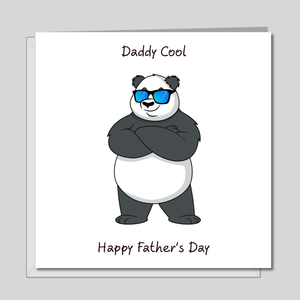 Daddy Cool Father's Day Card - panda with shades - funny humorous amusing cartoon - for best dad - humour