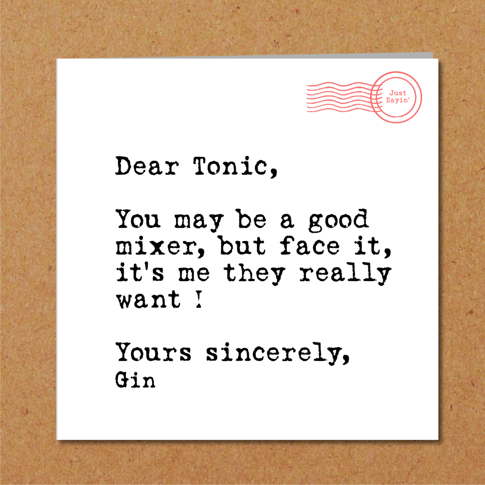 funny gin birthday card