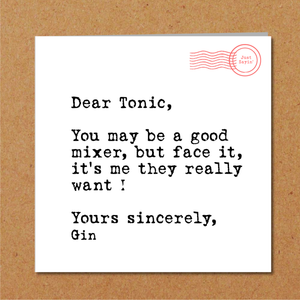 humorous gin birthday card