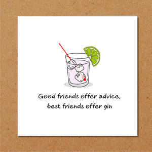Funny Birthday Card - Gin and Tonic - Best friends, girl friend, bestie, BFF - spirits vodka party fun