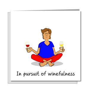 Mindfulness Birthday Card for Man Male Him Wine Card for Dad or Friend, Friendship Card, Fitness Card, Funny, humorous and fun card