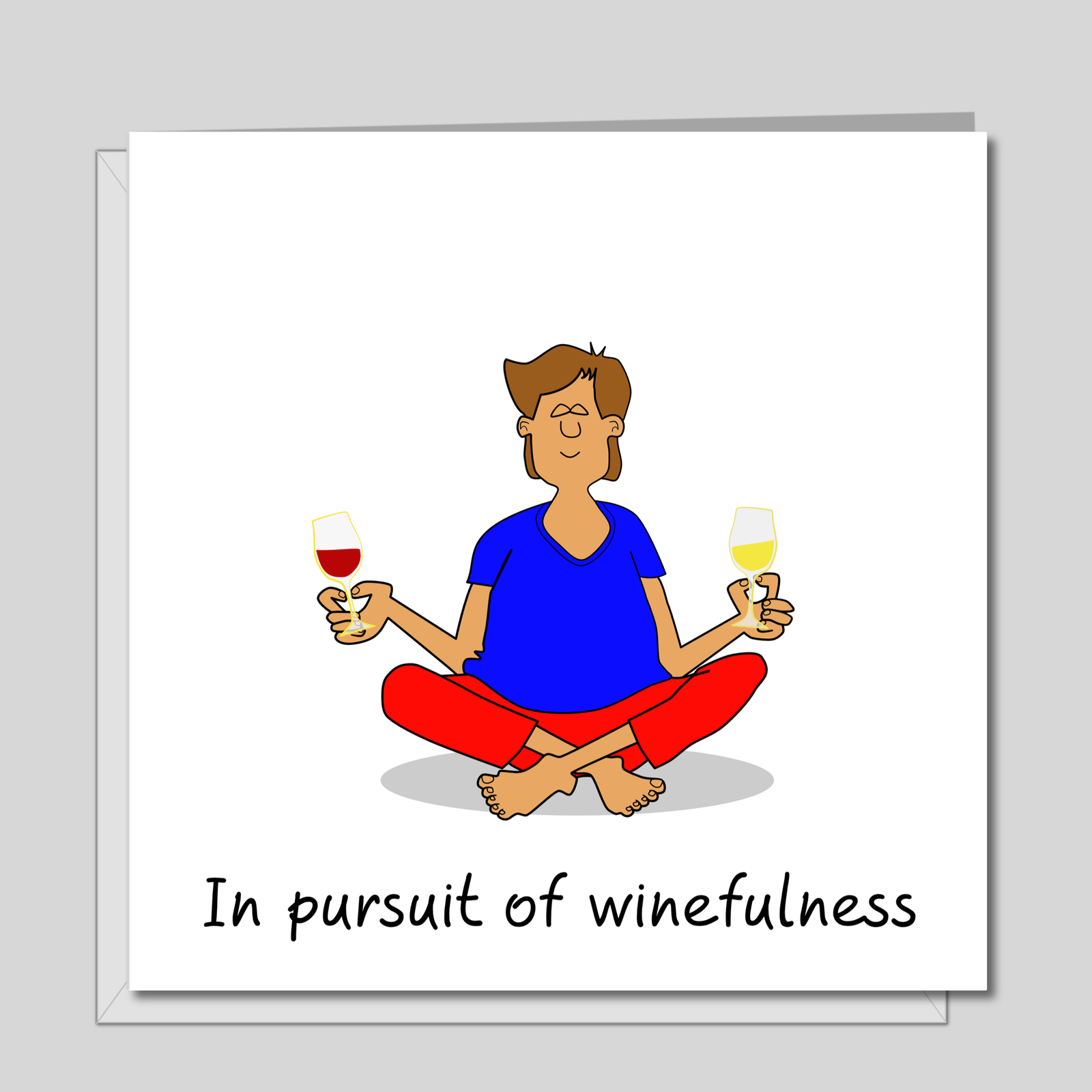 Mindfulness Birthday Card for Man Male Him Wine Card for Dad or Friend, Friendship Card, Fitness Card, Funny, humorous and fun card