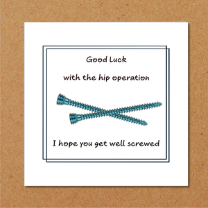 New Hip Replacement Card Good Luck Congratulations Get Well Soon Card Recover -  Funny, humorous, fun - hip surgery operation
