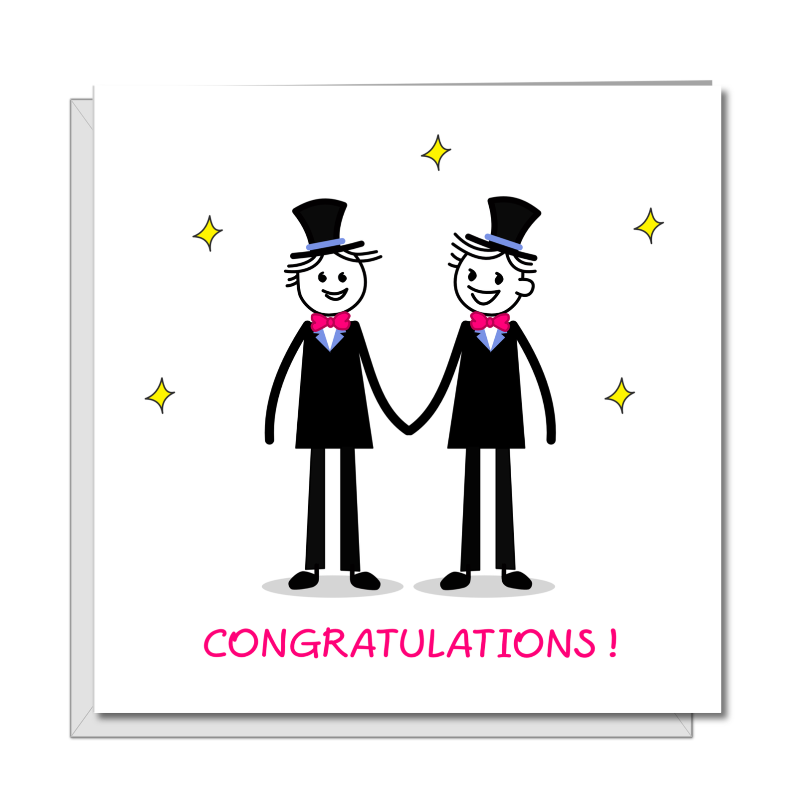 LGBT Same Sex Gay Engagement Wedding Card grooms partners - Congratulations same sex getting Married card - Fun cheeky male men hand drawn