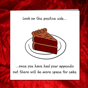 Funny Appendix Surgery Card - Appendectomy Get Well Soon Card, Operation Recovery, - humorous, fun Recover