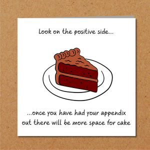 Funny Appendix Surgery Card - Appendectomy Get Well Soon Card, Operation Recovery, - humorous, fun Recover