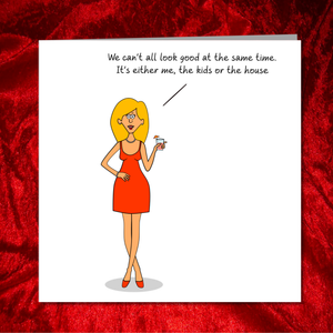 Funny Birthday card for Wife Girl Friend Mum Mother or Husband  - Humor, humorous and fun - housework kids