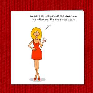 Funny Birthday card for Wife Girl Friend Mum Mother or Husband  - Humor, humorous and fun - housework kids