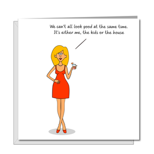Funny Birthday card for Wife Girl Friend Mum Mother or Husband  - Humor, humorous and fun - housework kids