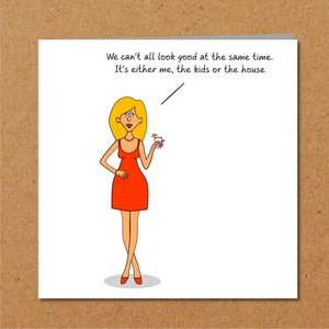 Funny Birthday card for Wife Girl Friend Mum Mother or Husband  - Humor, humorous and fun - housework kids
