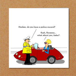 Funny Birthday Card for Wife Mum Female Friend Humorous Police Band Roxanne 40th 50th 60th 1960s 1970s 1980s
