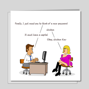 Funny Birthday card  for Wife Husband Mum Dad Father Friends - Computer Password Technology - Funny, humorous and fun